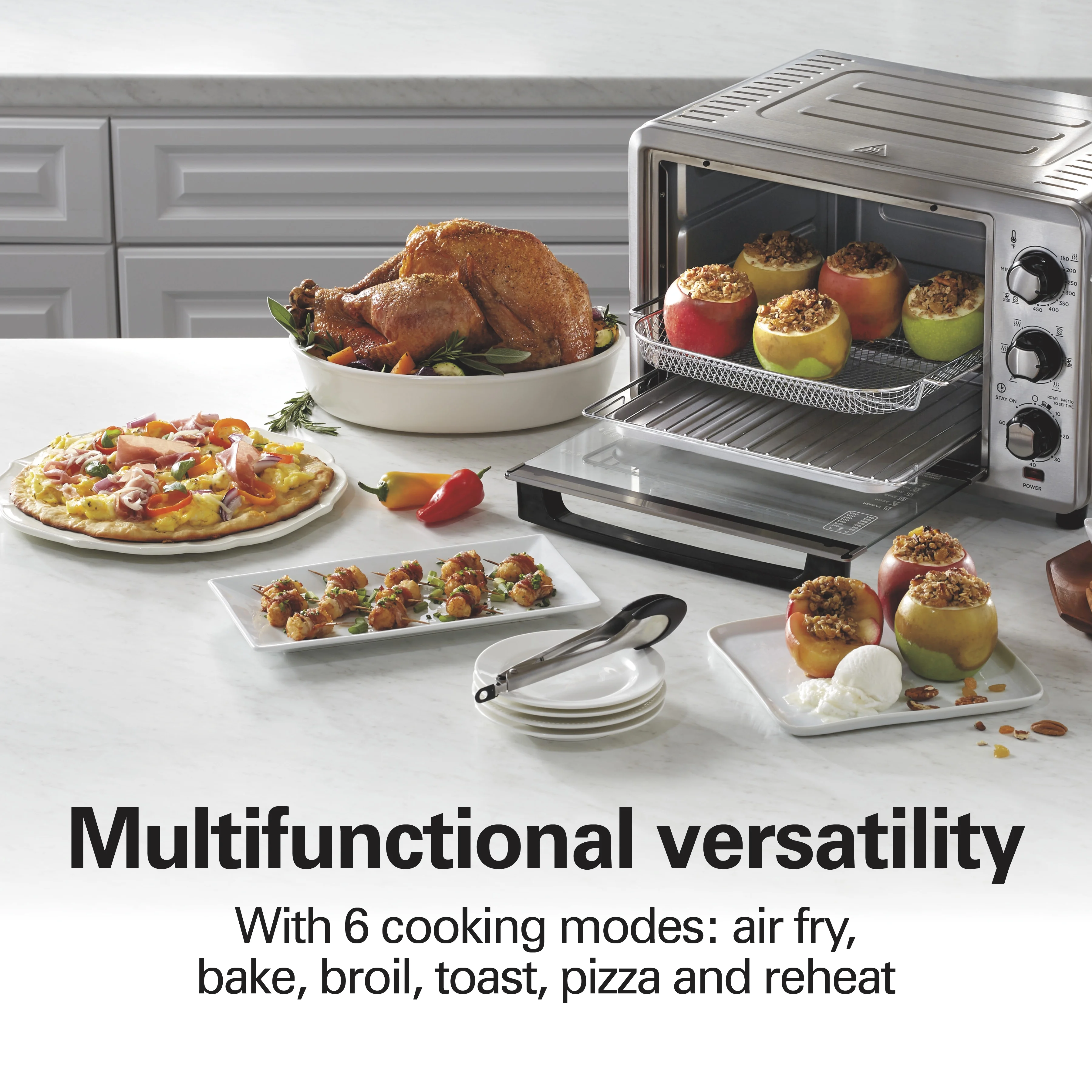 Hamilton Beach Sure-Crisp 6 Slice Countertop Toaster Oven with Sure-Crisp Air Fryer Function, Stainless Steel