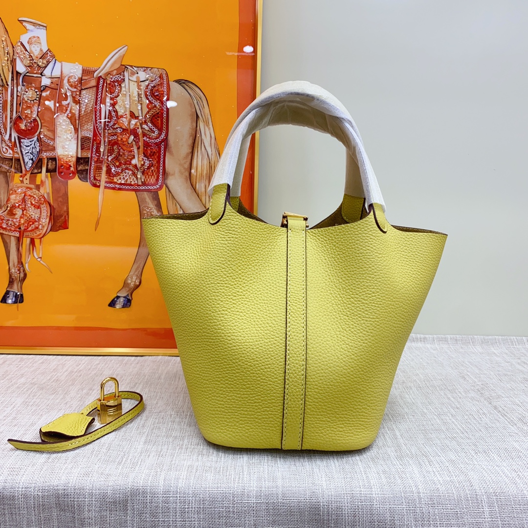 Hermes Clemence Picotin Lock Bag Golden Hardware -Yellow Bag