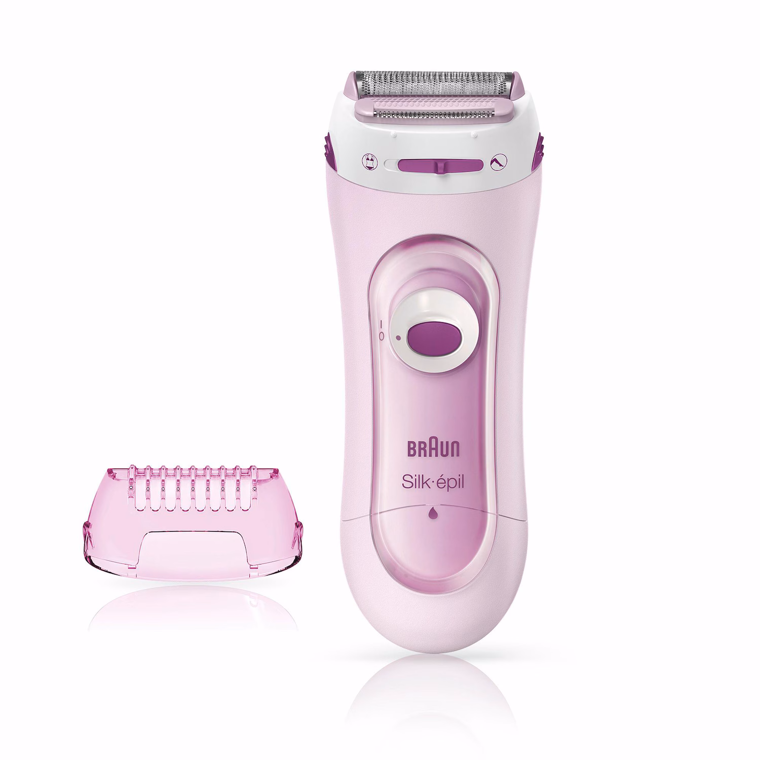 Elektrischer Damenrasierer Silk-épil 5-100 mit Trimmeraufsatz, pink
