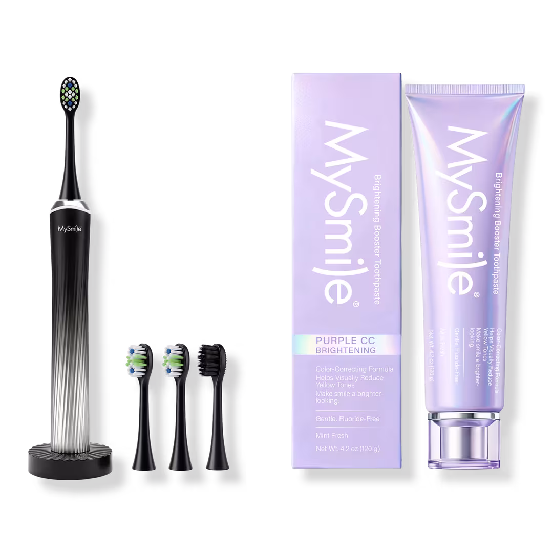 MySmile  Button-Free Rechargeable Sonic Toothbrush & Purple Color Correcting Toothpaste Bundle