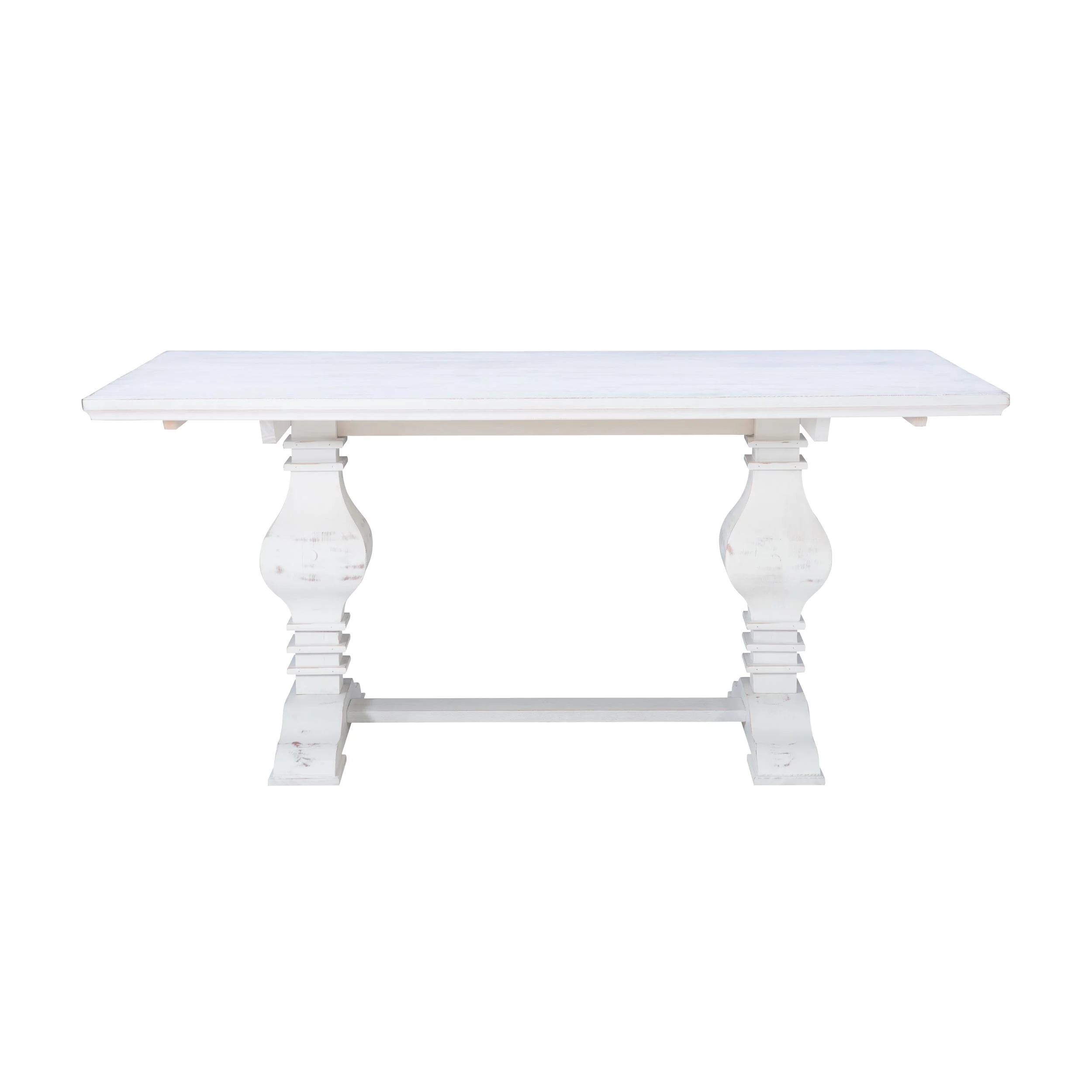 Linon Larson Pine Wood Dining Table in Distressed White