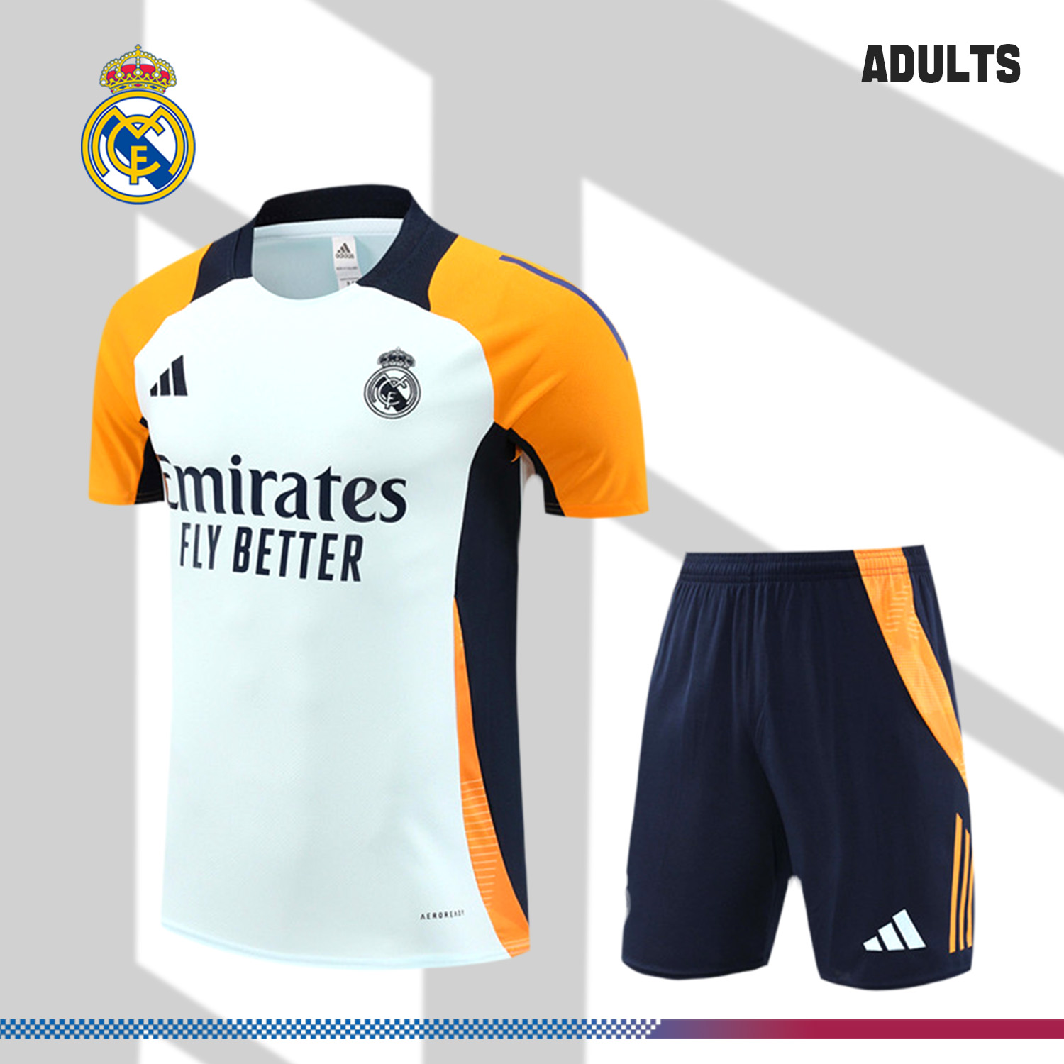 2024/2025 Real Madrid Yellow Adult Short Sleeve Training Suit (Adult Kit)