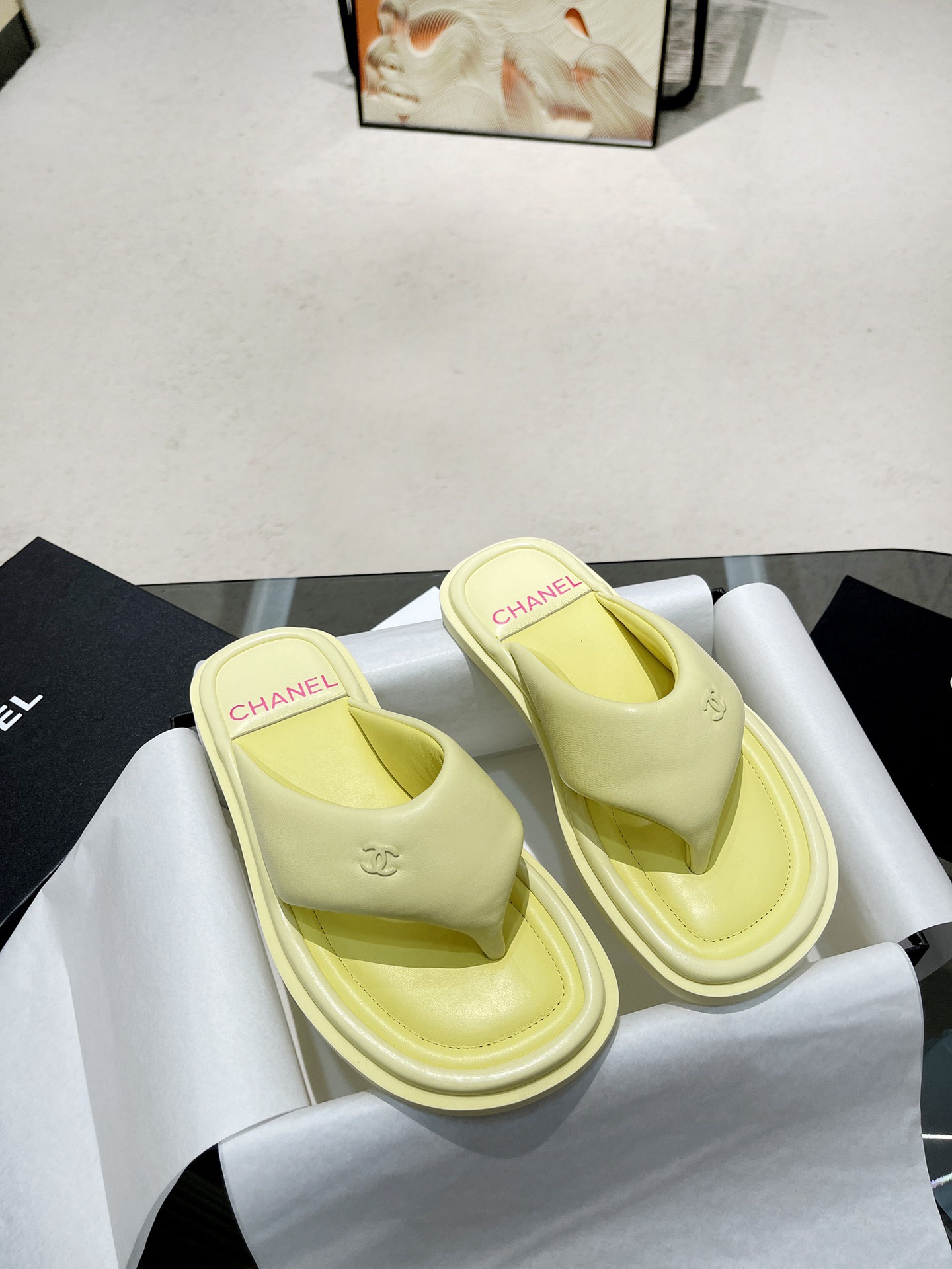 Chanel Padded T-Strap Pool Sandals