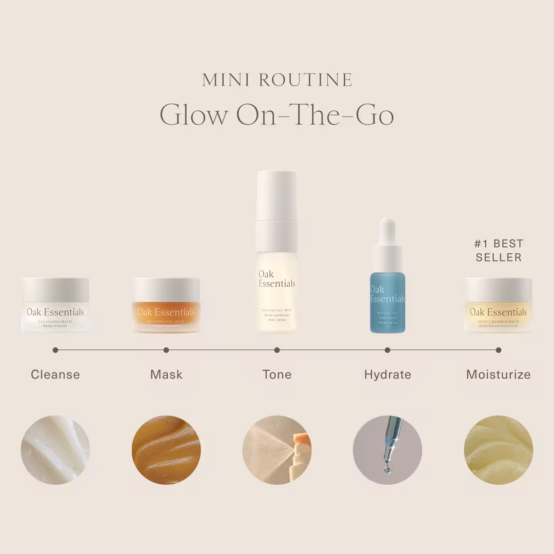 Oak Essentials  Mini Routine: 5-Step Travel-Size Skin Gift Set