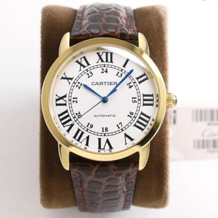 Cartier Watch RONDE SOLO DE CARTIE WHITE DIAL BLACK LEATHER