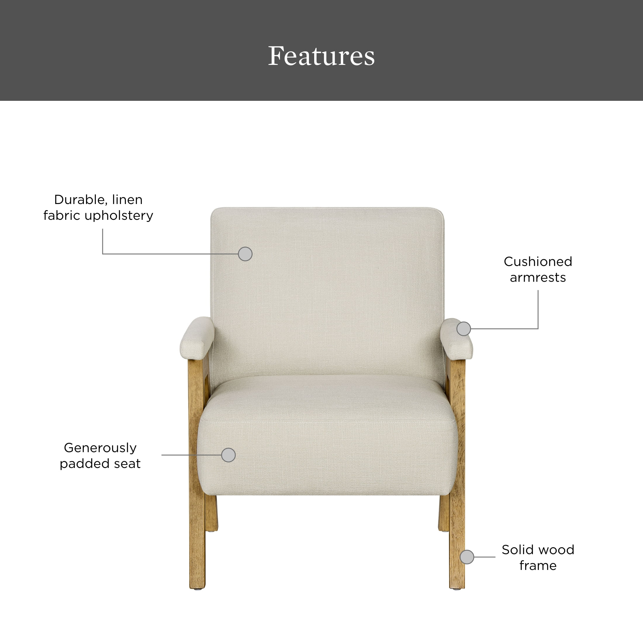 Better Homes & Gardens Ezra Accent Chair, Living Room, Cream