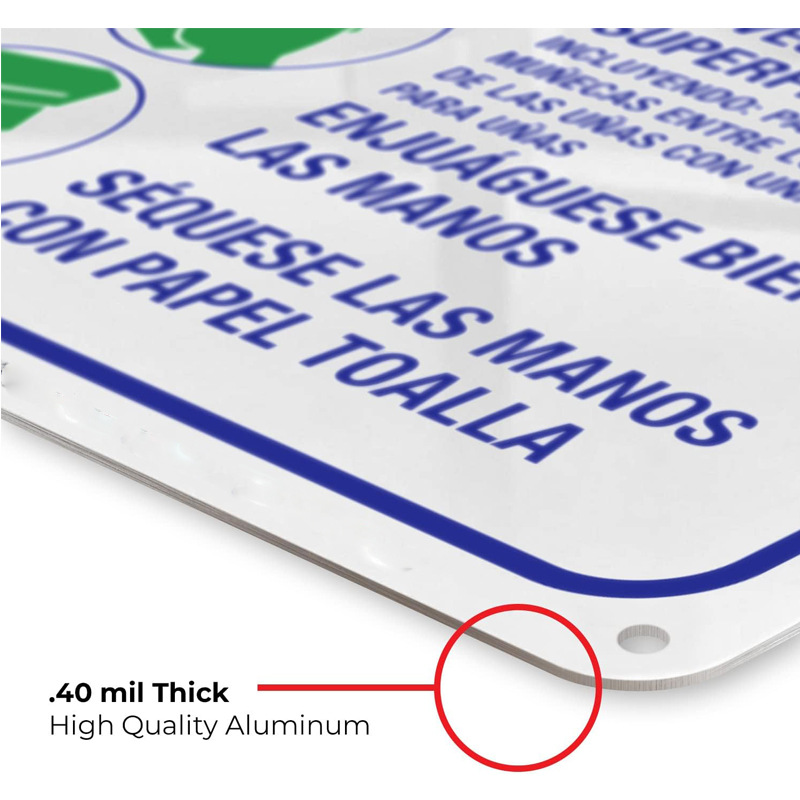 Directly supplied by the manufacturer: Spanish signboard for employee hand washing, aluminum sign