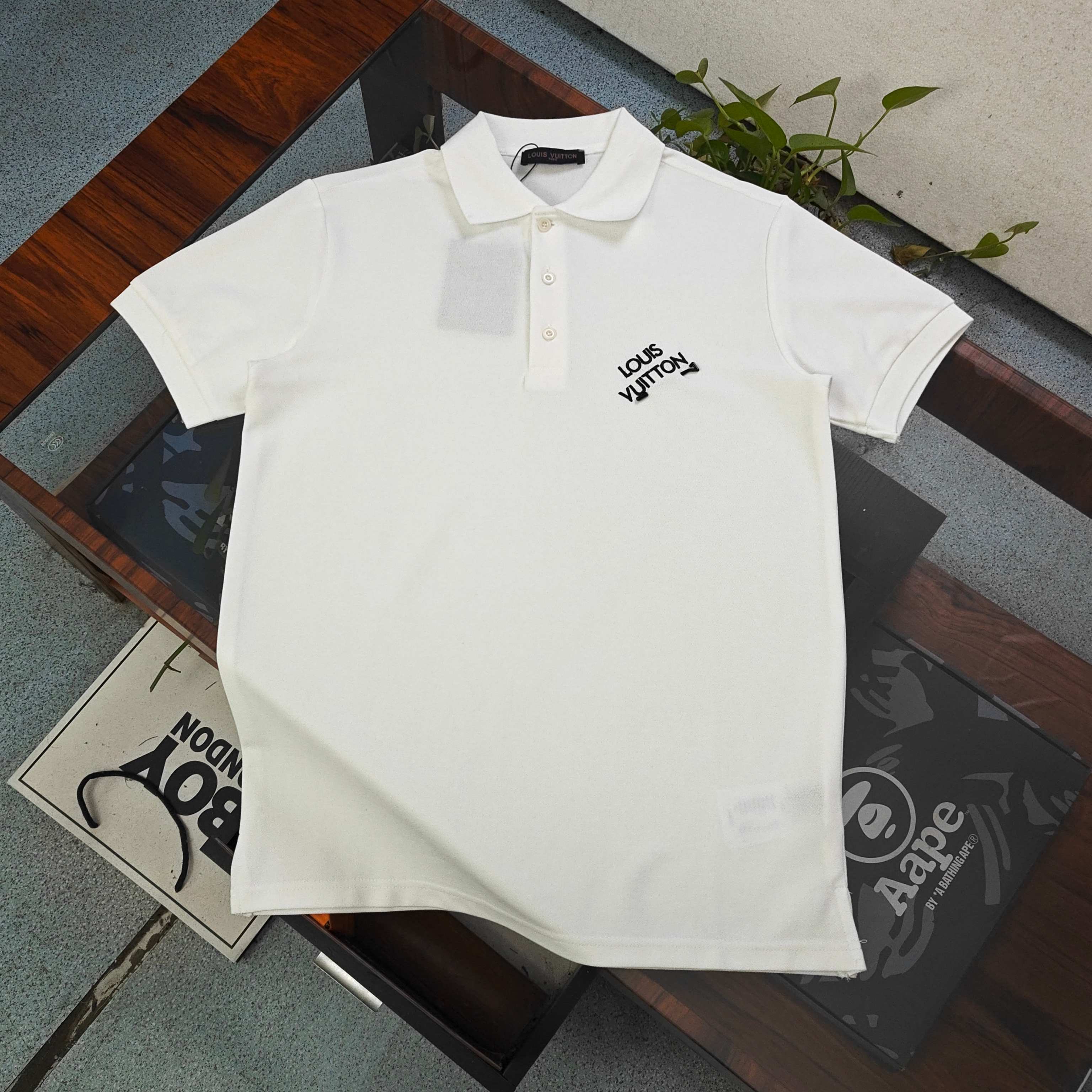LV Slanted Embroidered Logo Polo Shirt