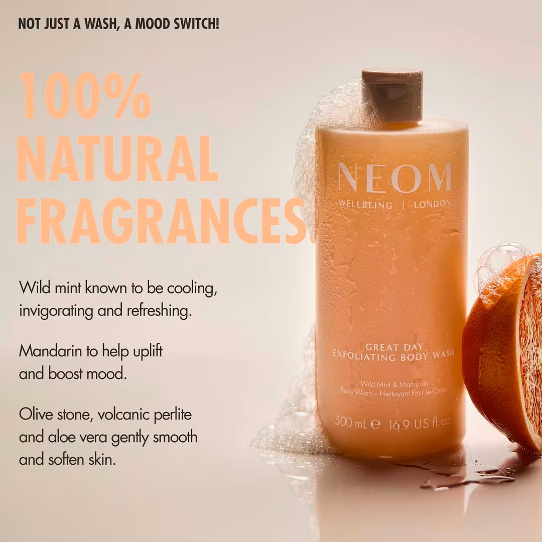 NEOM Wellbeing  Great Day Exfoliating Body Wash