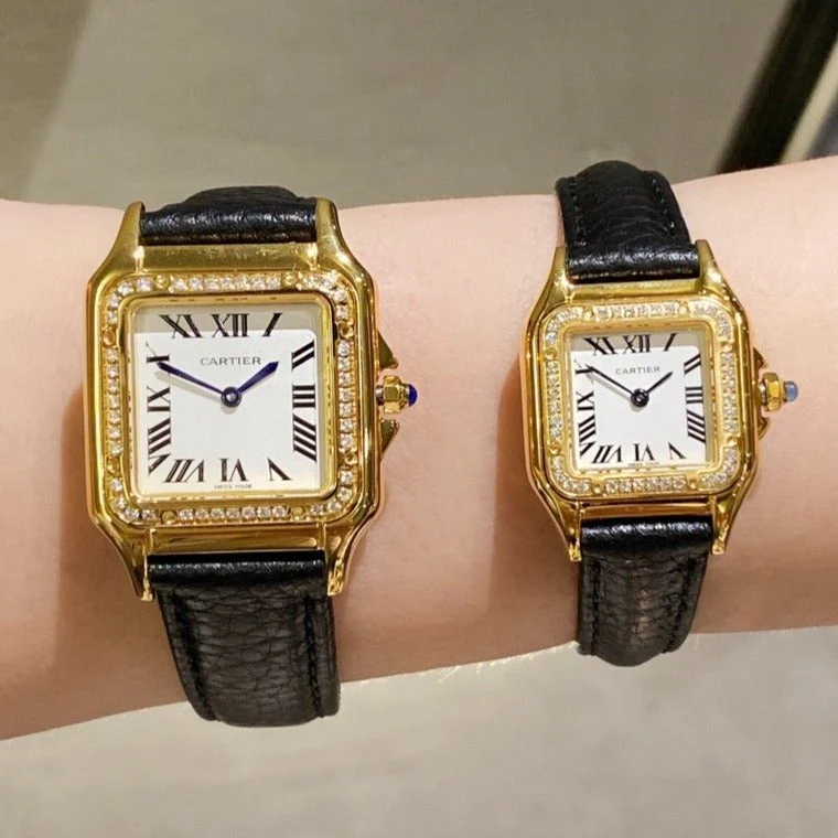 Cartier Watch PANTHERE DE CARTIE DIAMOND BEZEL LEATHER