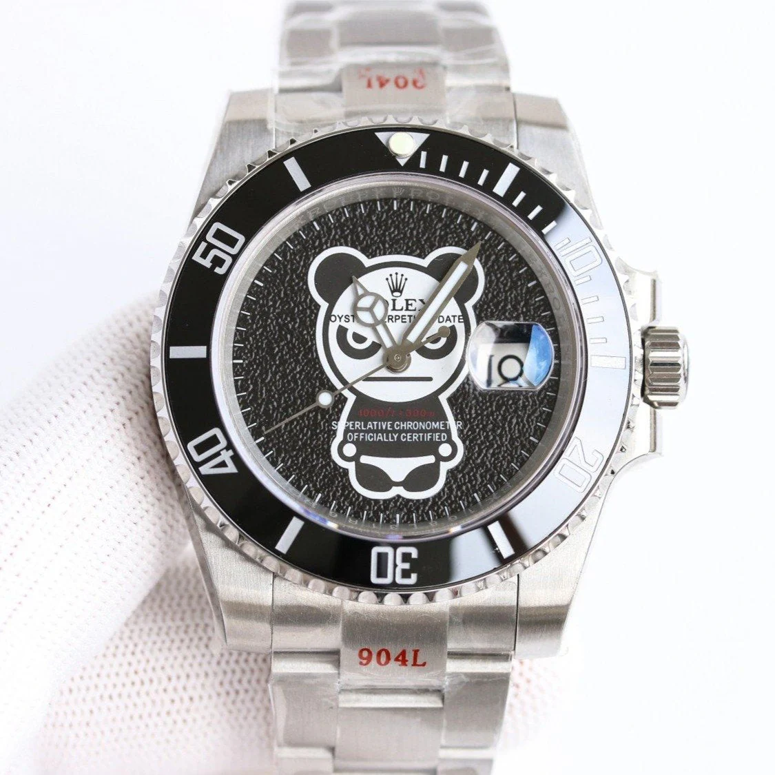 Rolex Watch SUBMARINER DATE 40MM CUSTOM BLACK BEZEL BLACK BEAR DIAL Watch