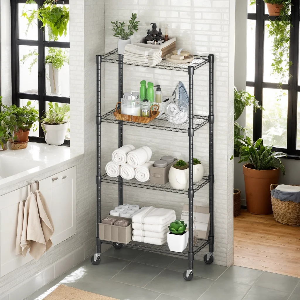 Legooin 4-Tier Kitchen Storage Rack Shelving Unit with Wheels 30