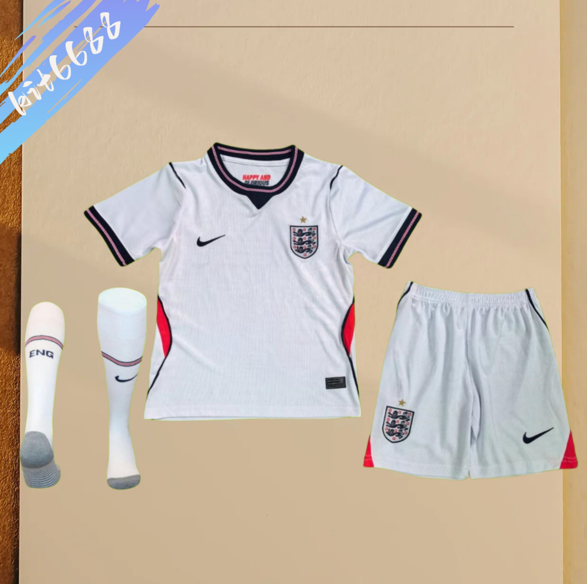 2026 England Home Kids Football Shirt （ Kids Kit socks)