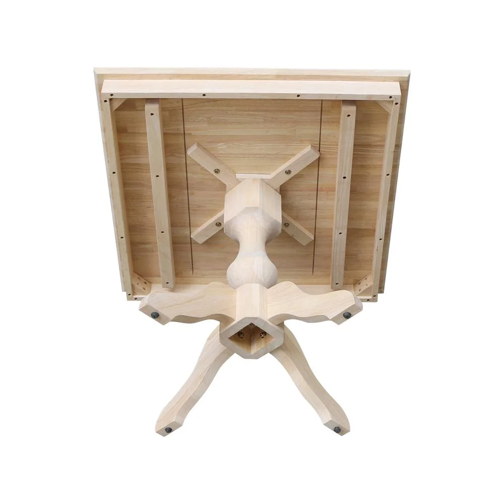 36" x 36"  Natural Solid Wood Square Top Pedestal Table - 29.9" Height