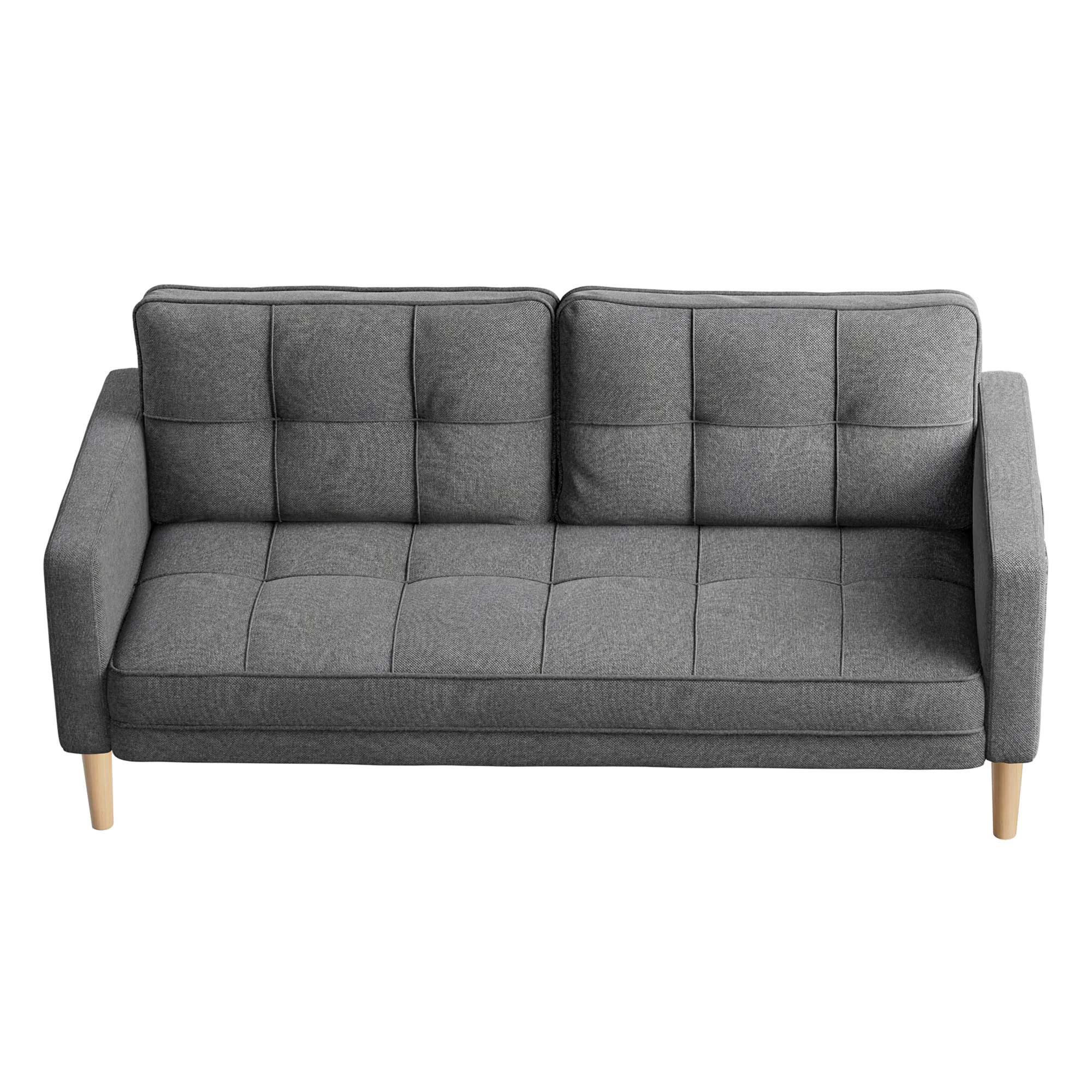 Aiho 69" Sofa Couch for Living Room | 3-Seater with Padded Arms, Solid Wood Legs, Easy Setup |Dark Gray