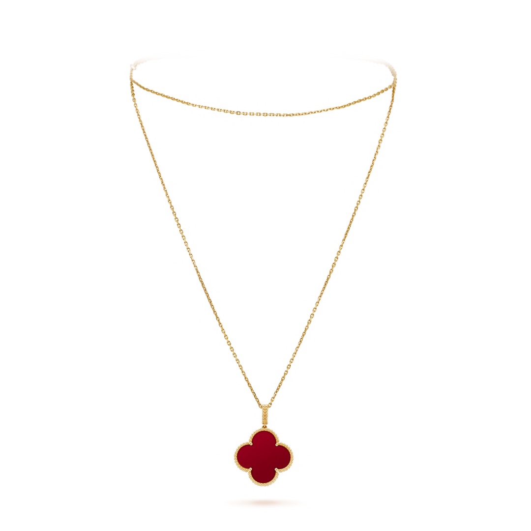 Clover Necklace,Van Cleef Four Leaf Clover Necklace Dupe, Magic Alhambra long Necklace, Sliver & Gold-Plated & Logo Stamp