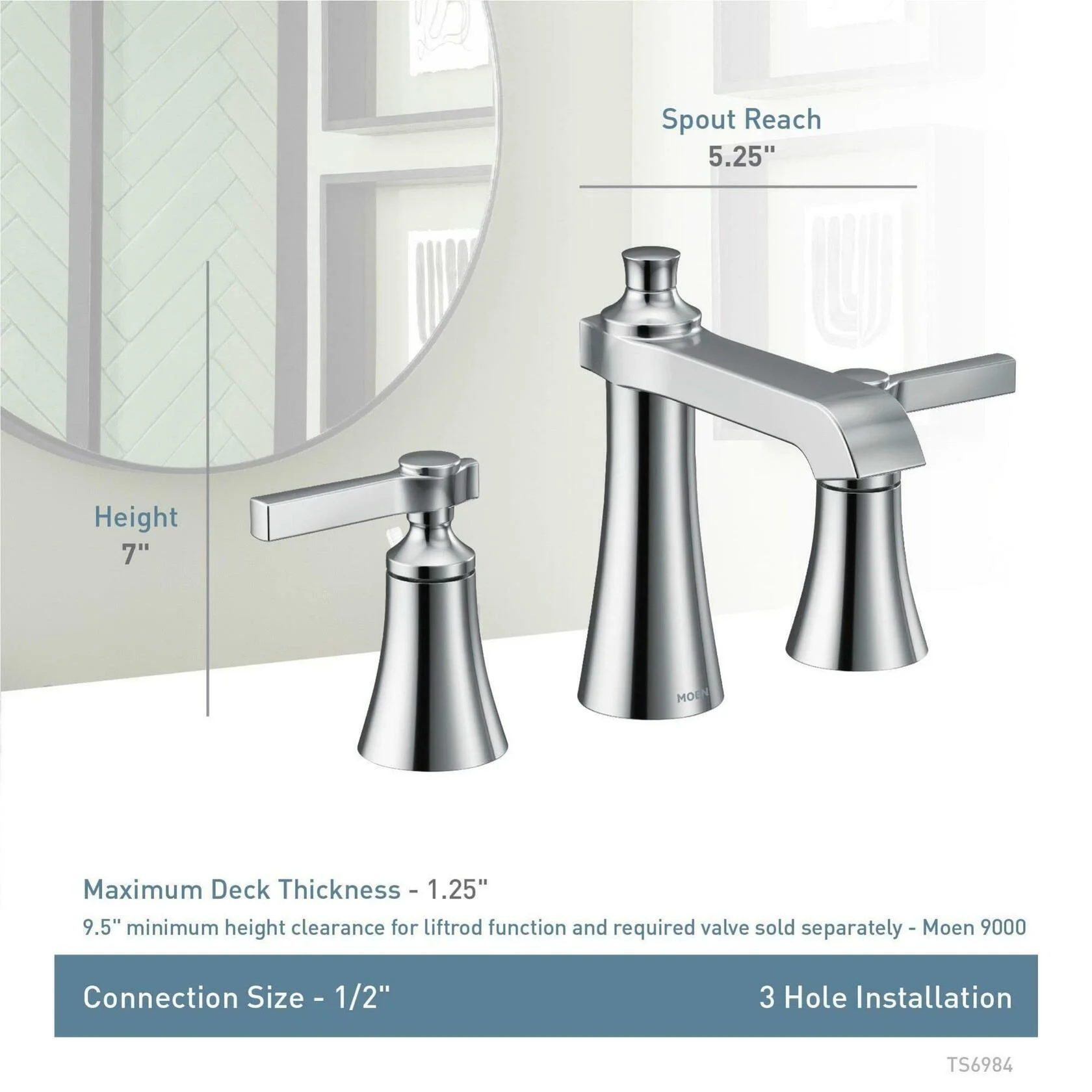 MOEN Flara 8 in. Widespread 2-Handle Bathroom Faucet Trim Kit with Drain Assembly in Polished Nickel