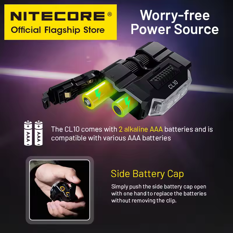 NITECORE CL10 Clip-on Light 45 Lumens White Light Red Blue Warning Flashing Power by AAA Battery for Law Enforcement Patrolling