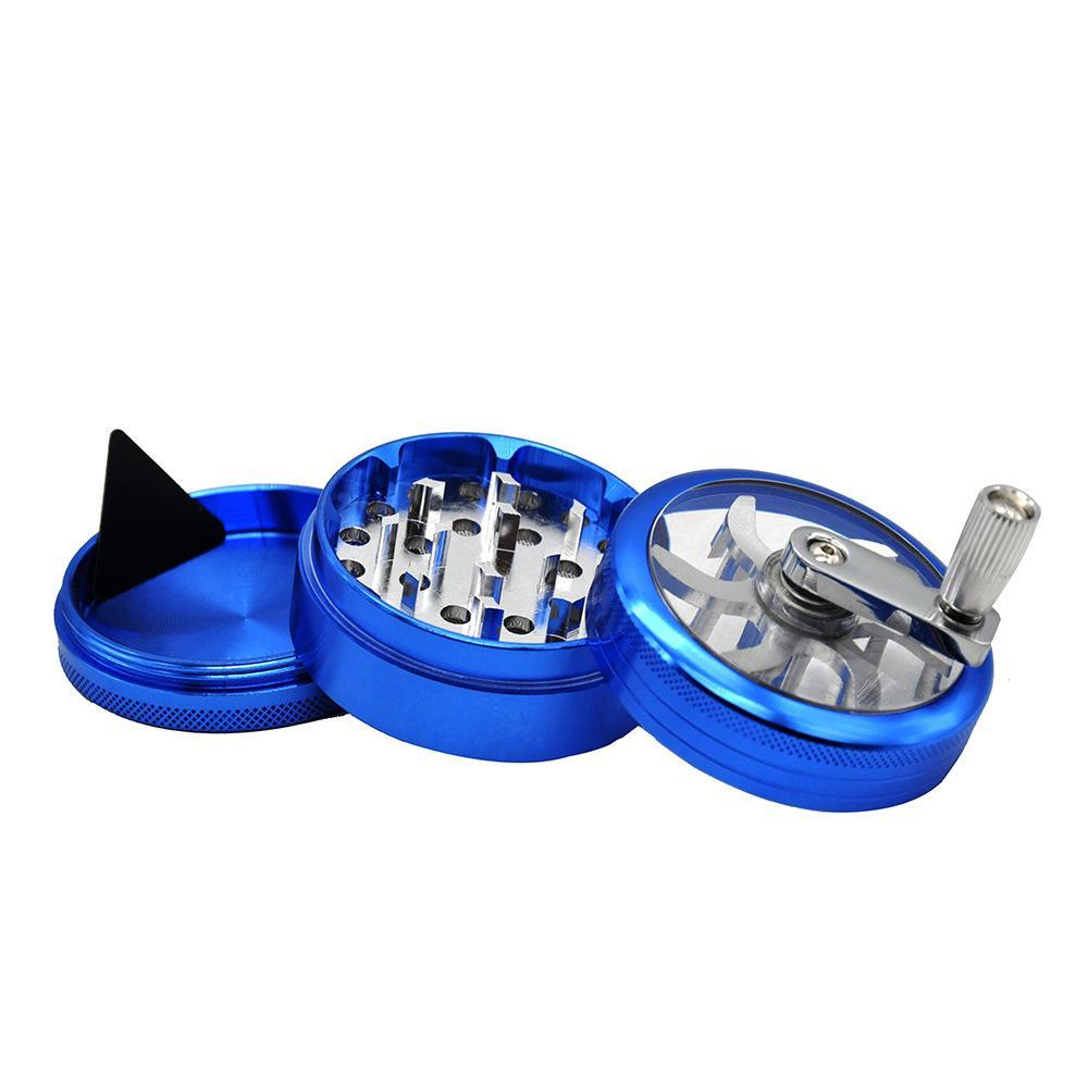 Crank Herb Grinder With Handle 3 Layer 63mm (3 Color)