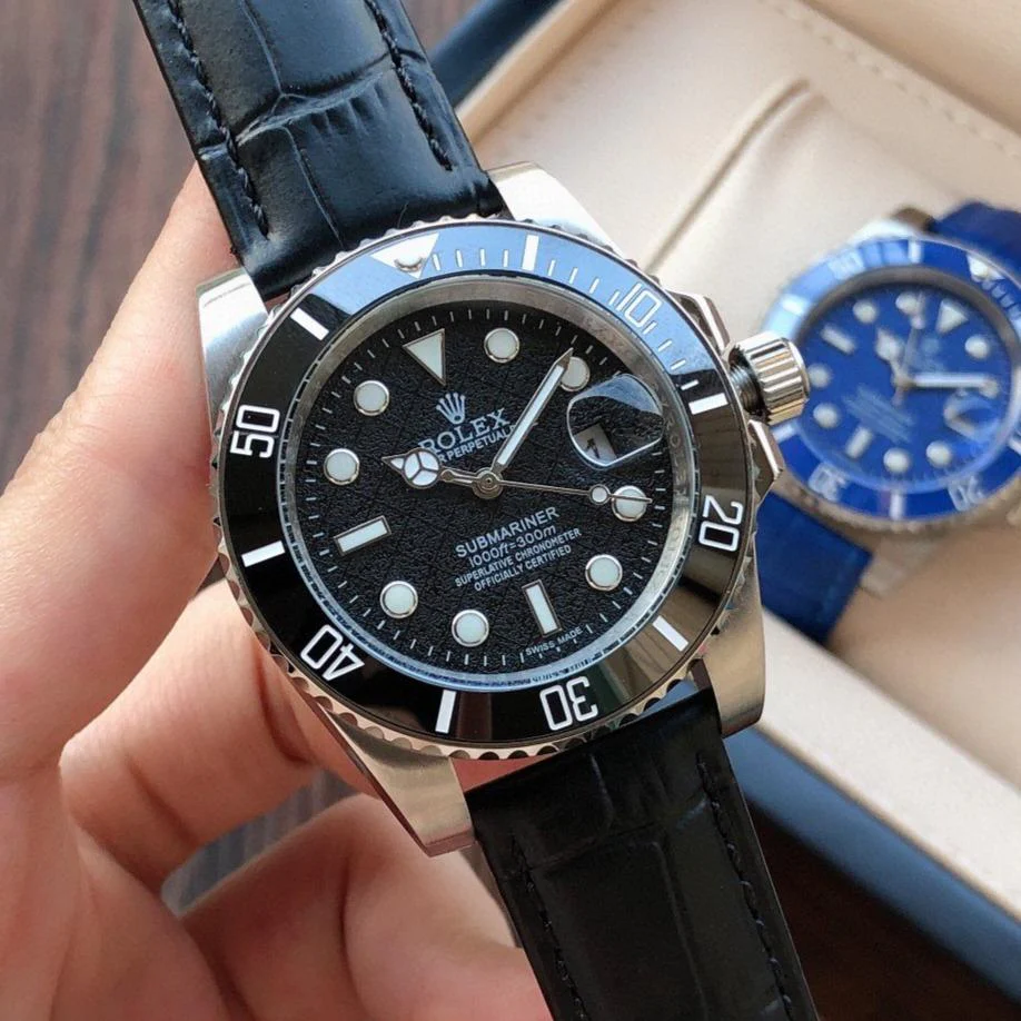 Rolex Watch SUBMARINER DATE 40 CERAMIC BEZEL LEATHER STRAP