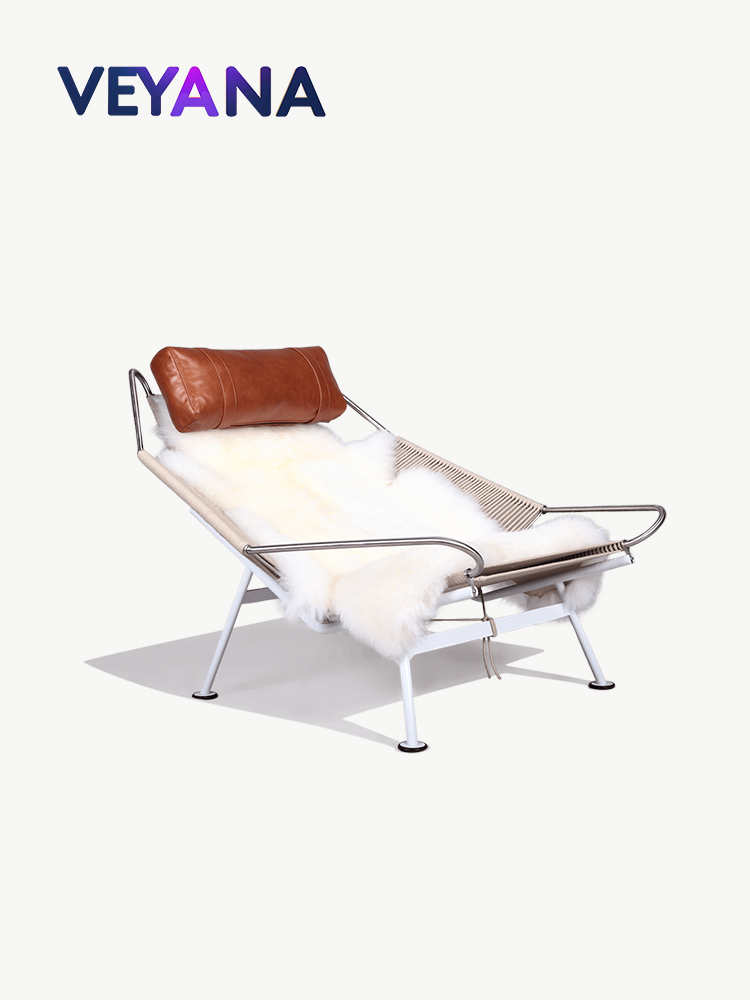 Nordic style, flag rope chair, minimalist aesthetics, living room, study, industrial stainless steel frame