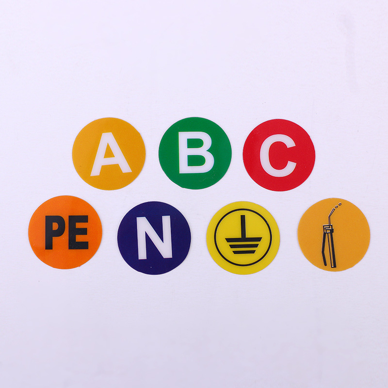 Phase sequence ABCN grounding and neutral indication sign for power distribution box, three-phase power supply identification sticker