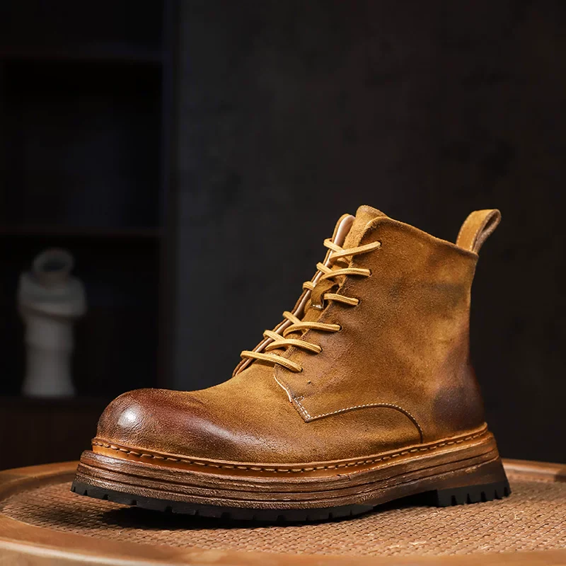 Handmade retro washed horse leather anti-Martin boots