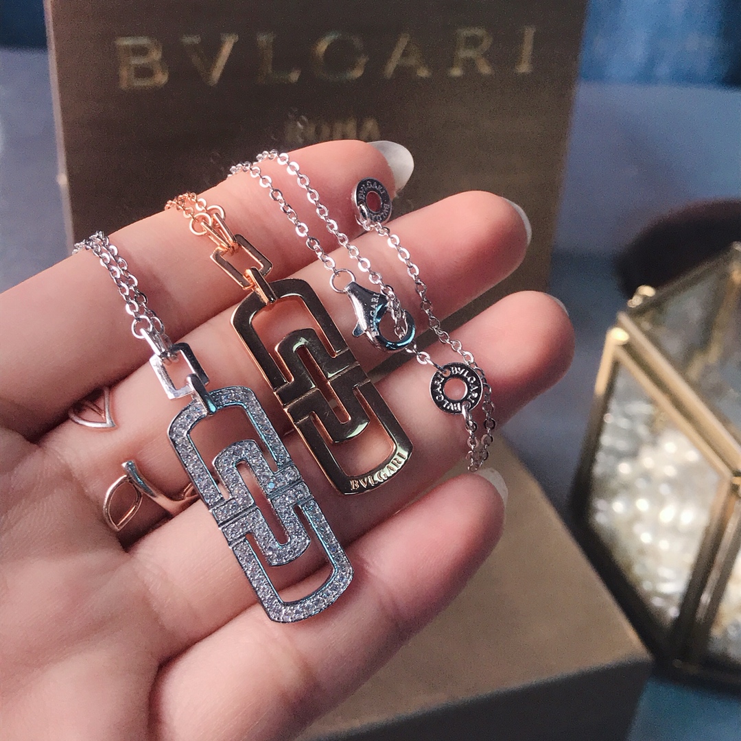 Bulgari Paperclip Necklace with Diamonds
