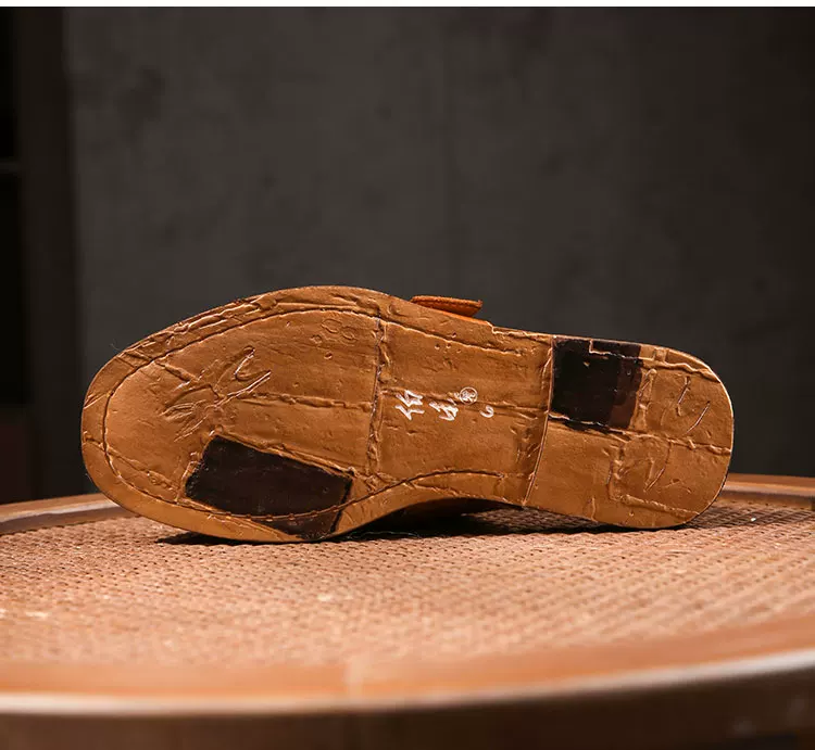 Vegetable tanned washed fetal cowhide handwoven Roman sandals
