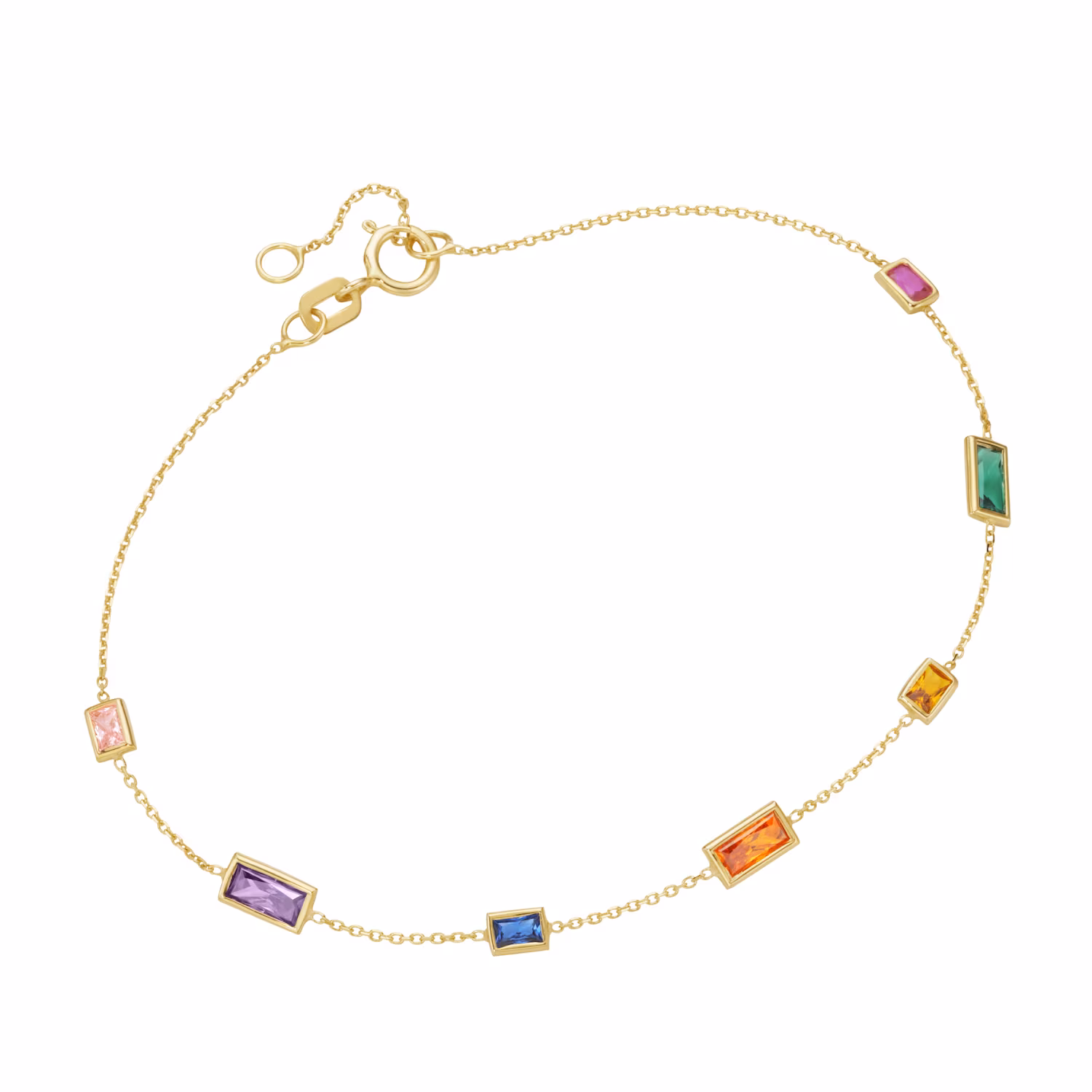 Armband mit farbigen Steinen, Gold 375