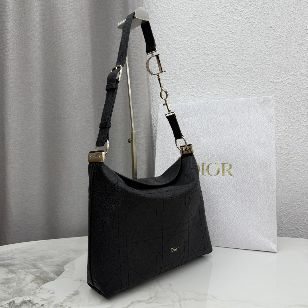 Dior new black gold buckle handbag