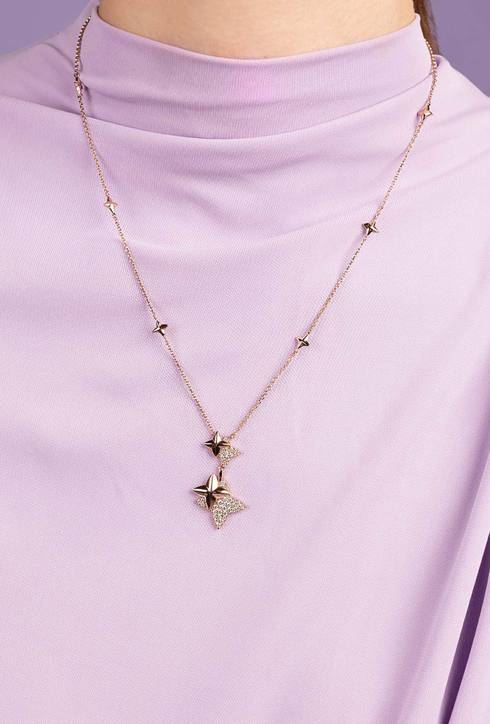 Collana Regolabile Doppia Météorites Oro Rosa