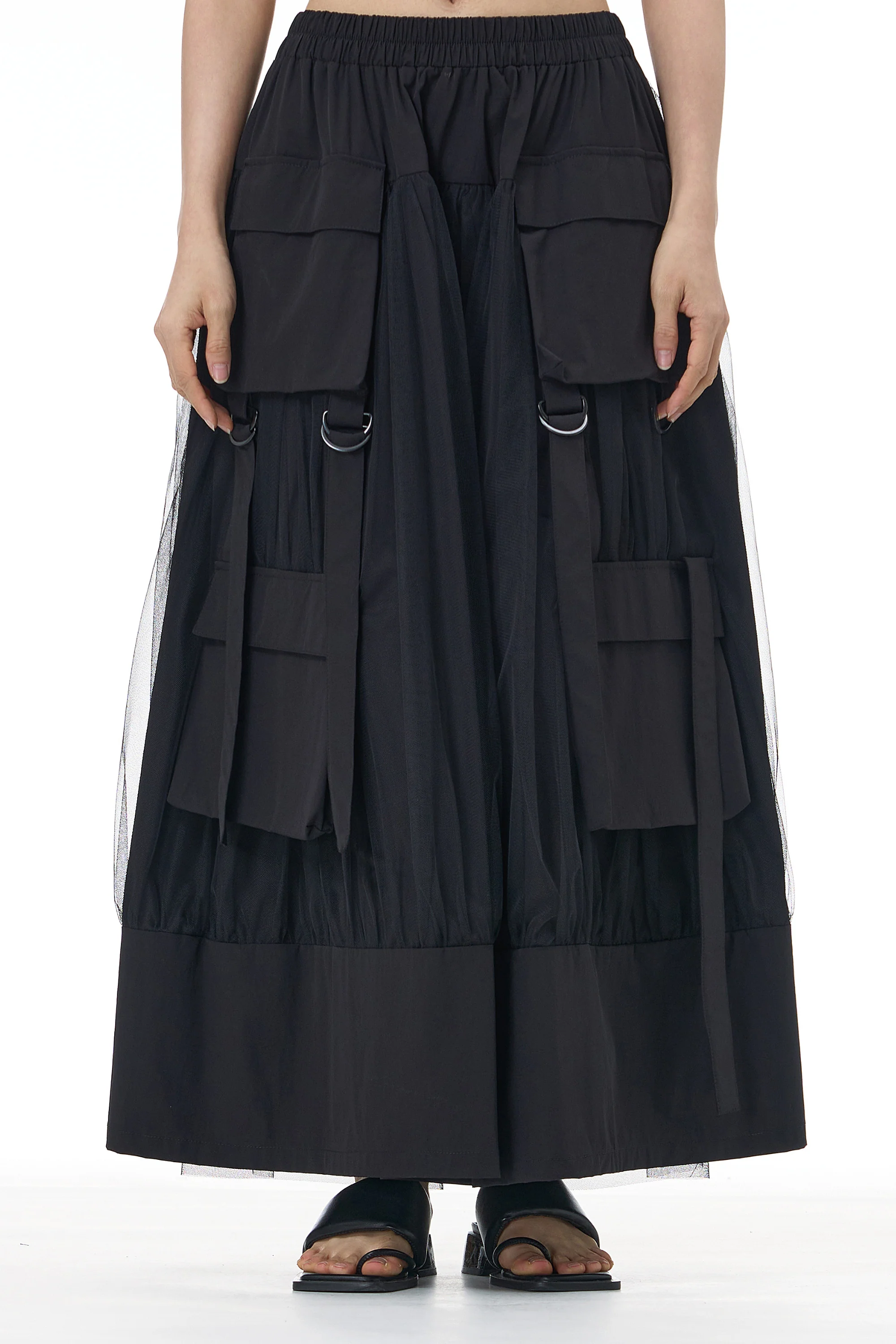 Black Mesh Layered Skirt