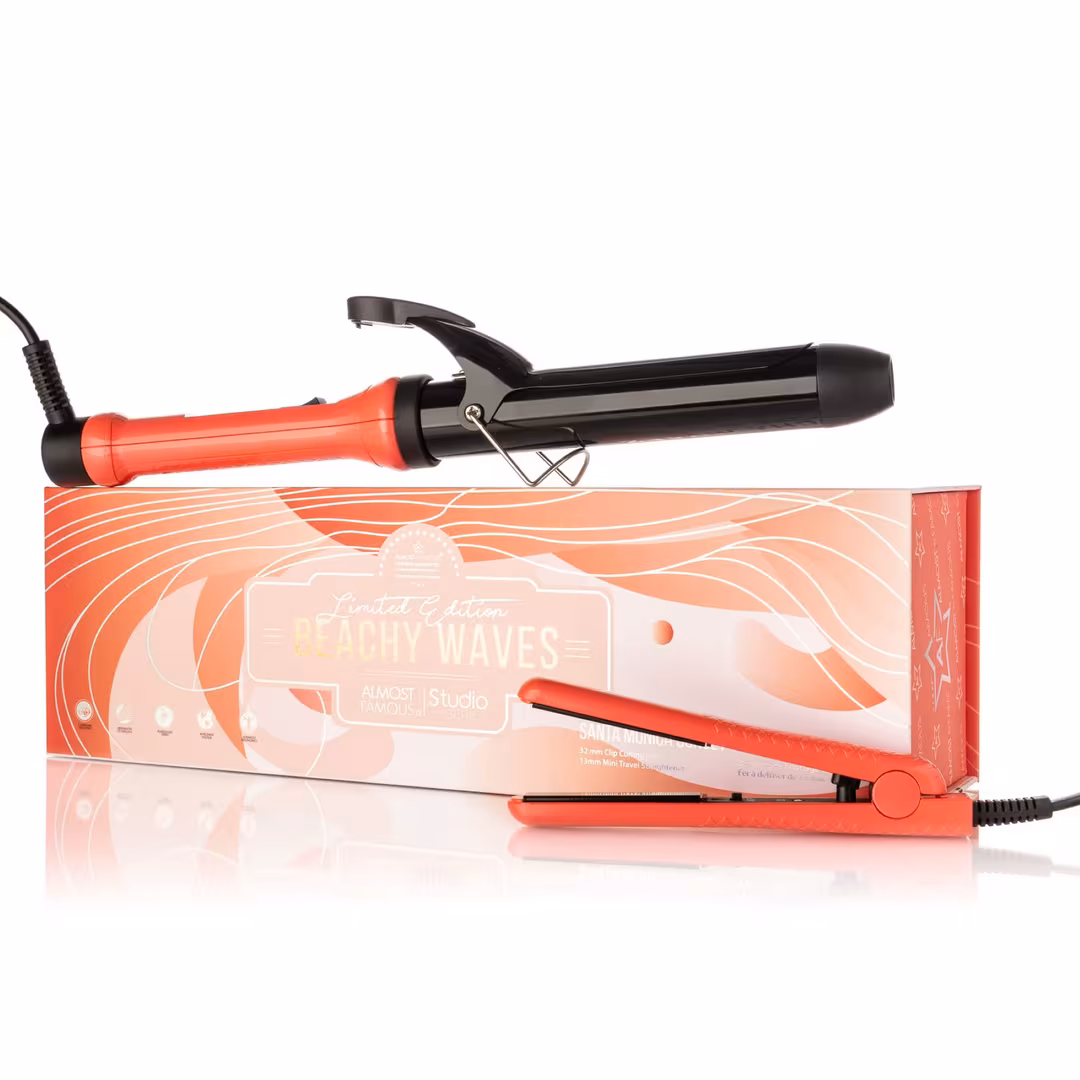 Almost Famous  Beach Wave Babe 2-Piece Tourmaline Curling Wand & Mini Iron Set