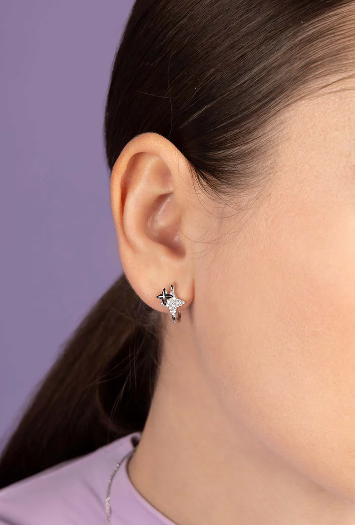 Orecchini Météorites A Cerchio Quadrati Argento