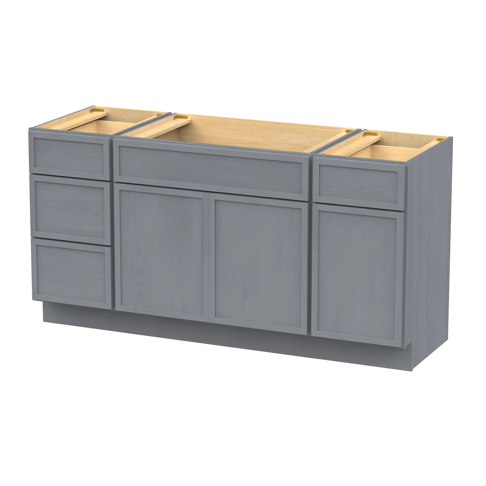 60 in. W x 21 in. D x 32.5 in. H Freestanding Bathroom Vanity Cabinet without Top in Smoky Gray
