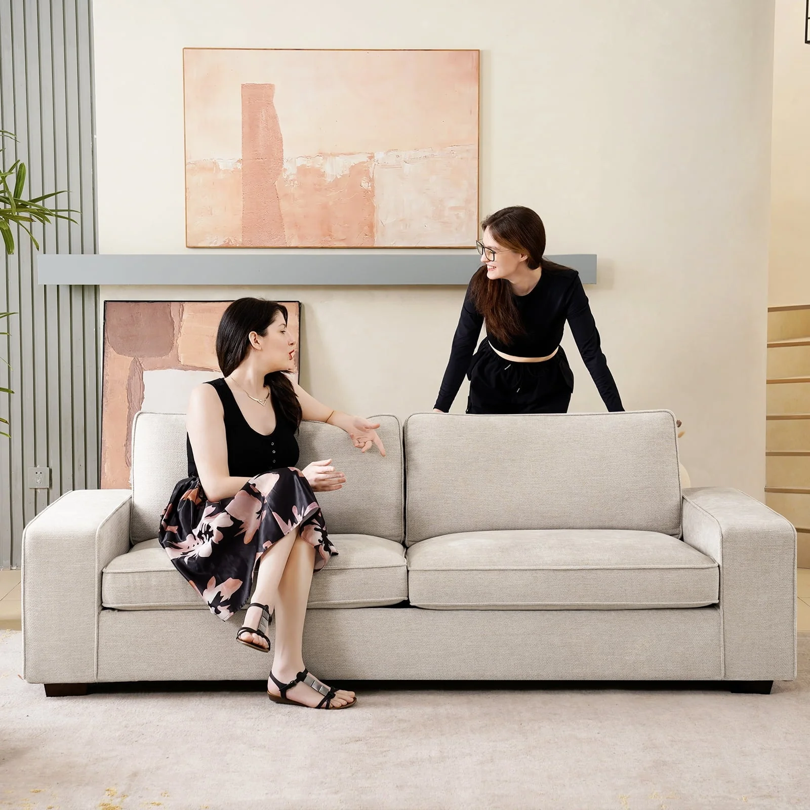 BALICHUN 71.25" Modern Sofas Couches for Living Room, Loveseat Sofas & couches with Removable Sofa Cushion and Detachable Sofa Cover, Solid Wood Frame and Serpentine Spring,Easy to Install (Beige)