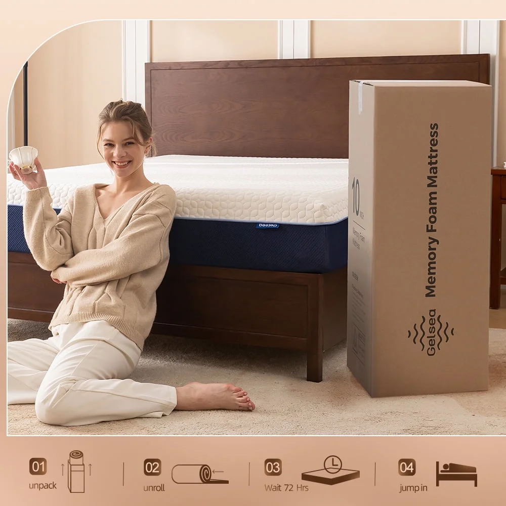 Gelsea 8" Twin Cooling Gel Memory Foam Mattress in a Box, Medium Firm, Graphite-Infused & Fiberglass-Free, CertiPUR-US Certified
