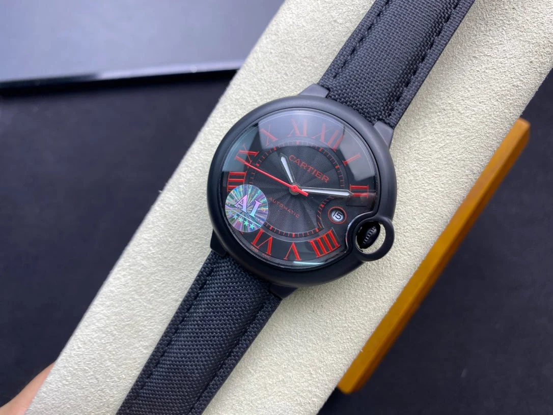 Cartier Watch Balloon 42mm Black Red Automatic