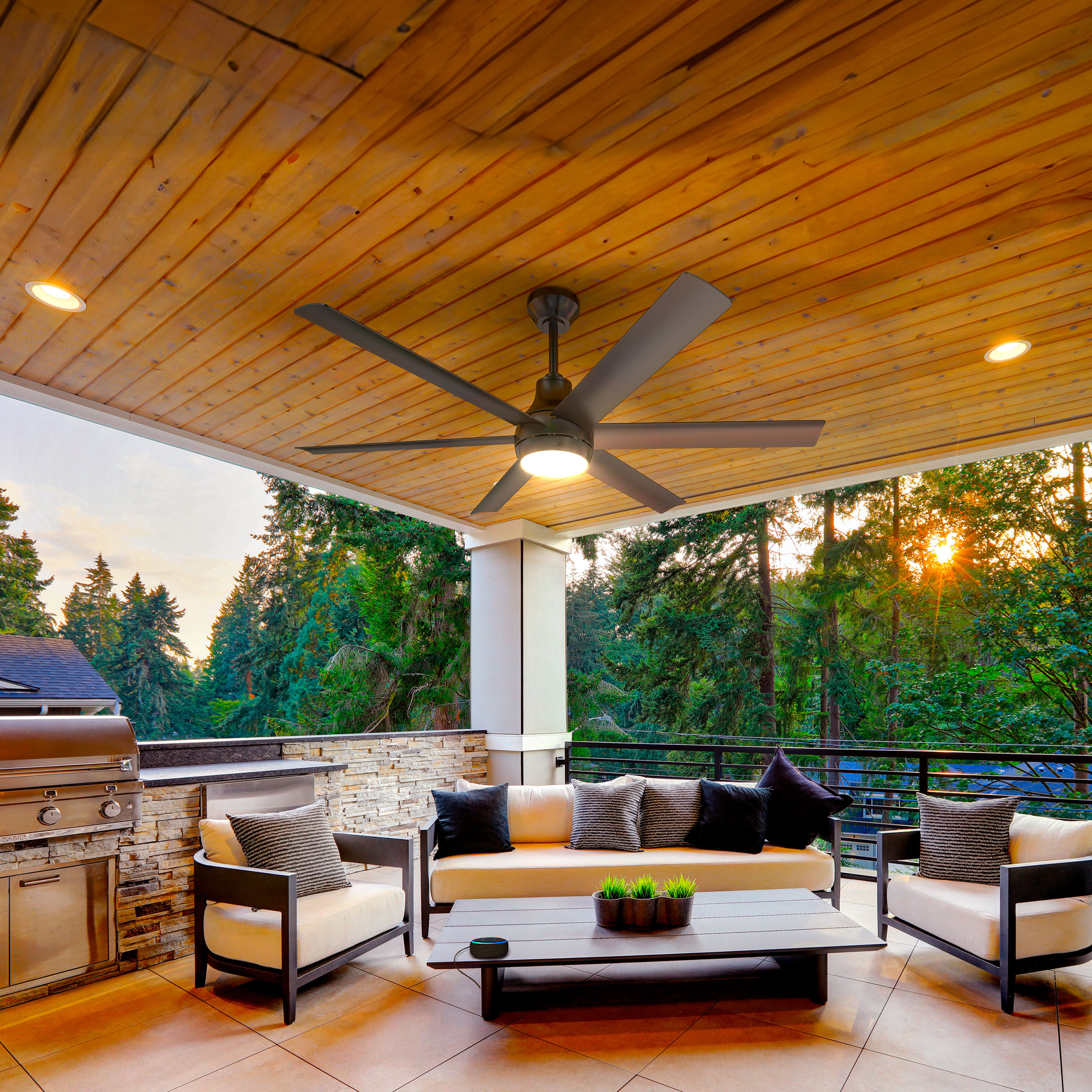 Atomi Smart Bresio Wi-Fi Outdoor Ceiling Fan with Color Changing Integrated LED Light and Remote
