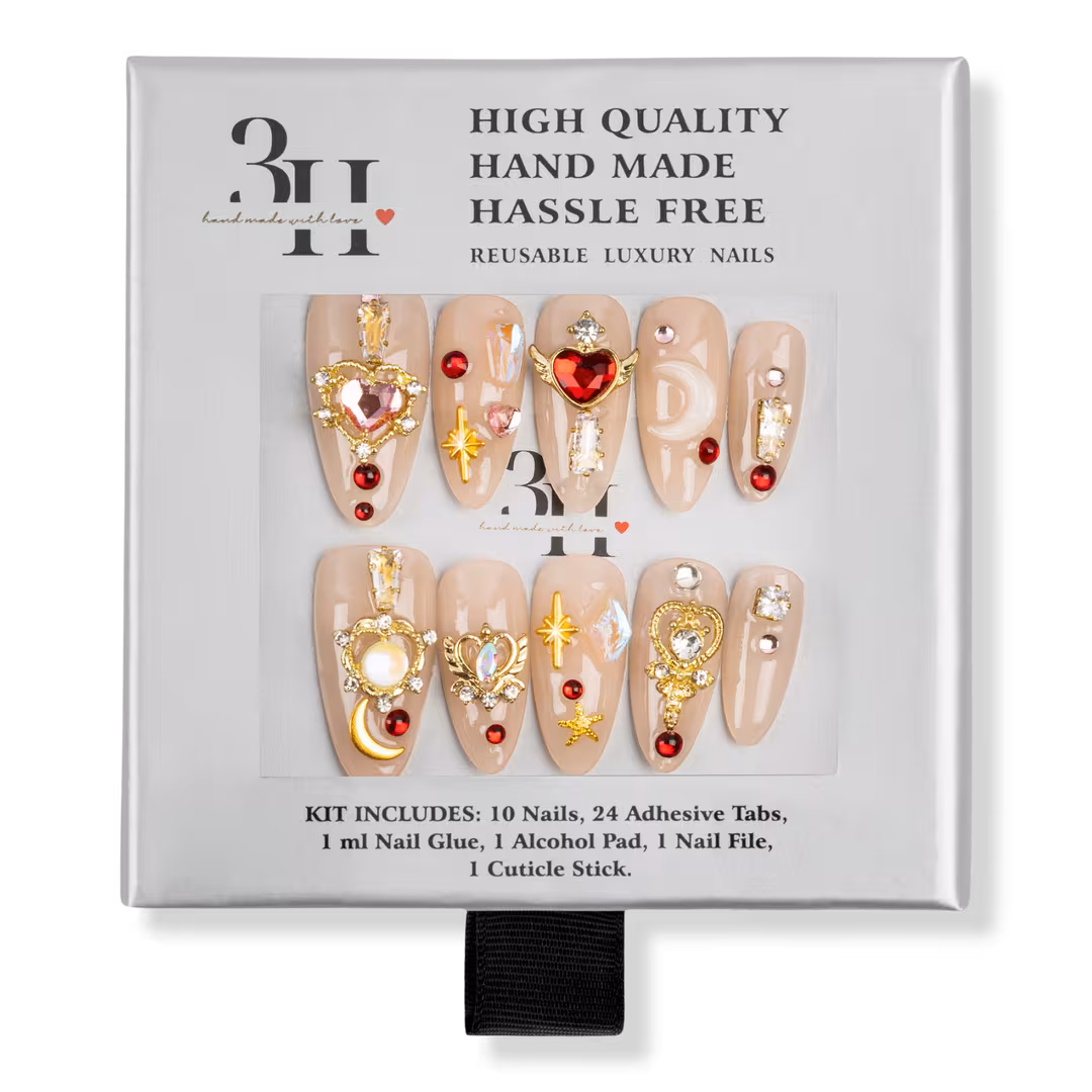 3H Nails  Lunar Bloom Medium Almond Press-On Nails