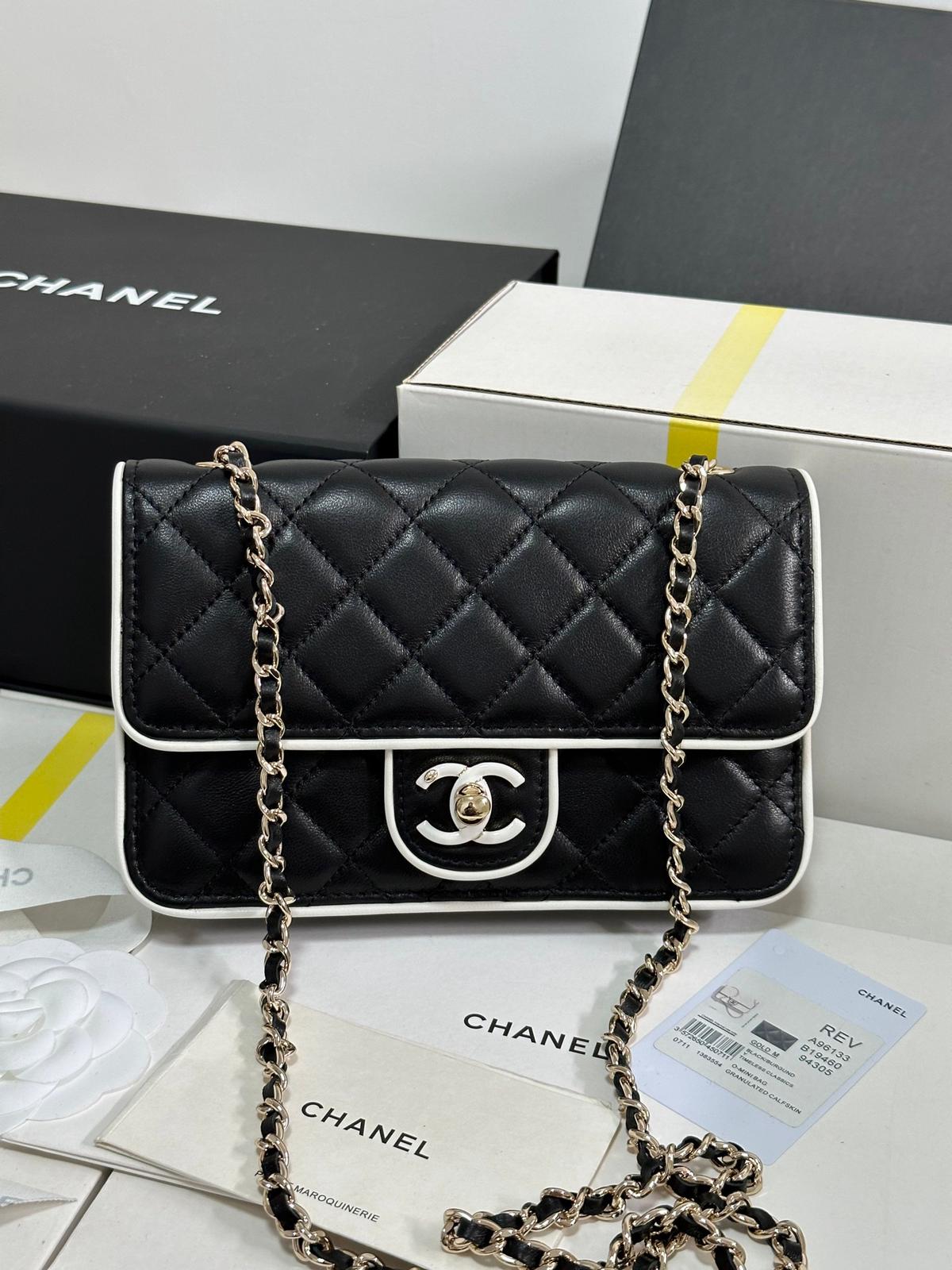 Chanel 25P series Black and White Panda color WOC Wealth Bag