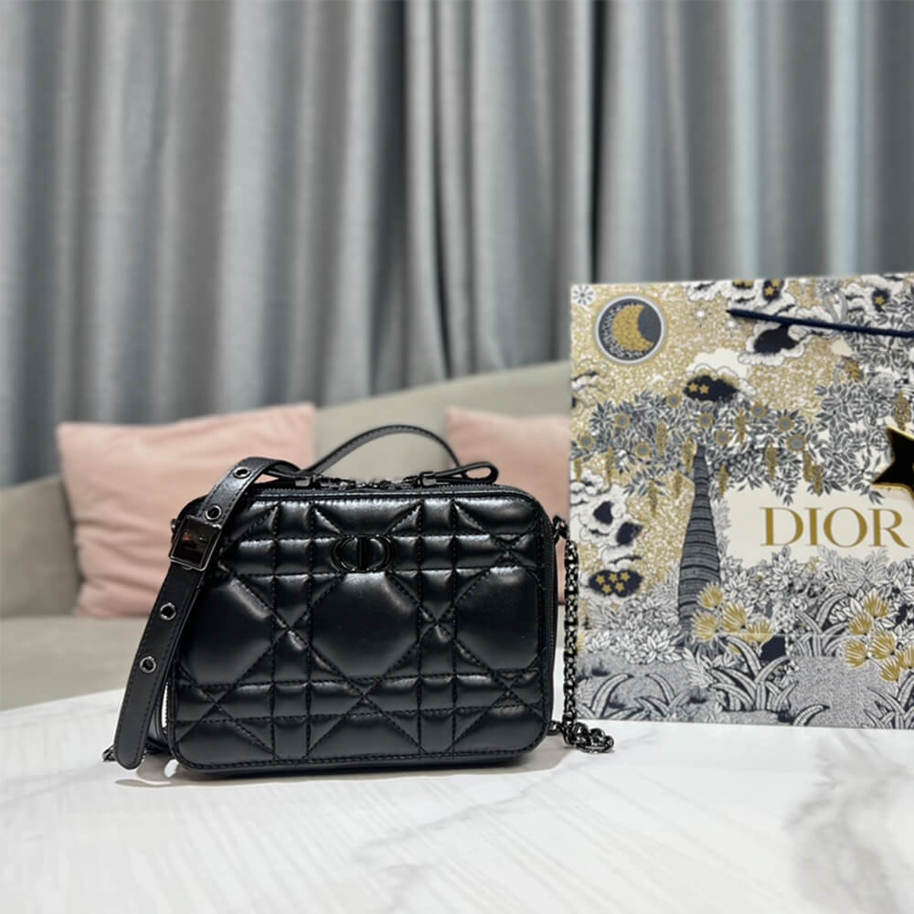 Dior DIOR CARO BOX BAG WITH CHAIN
