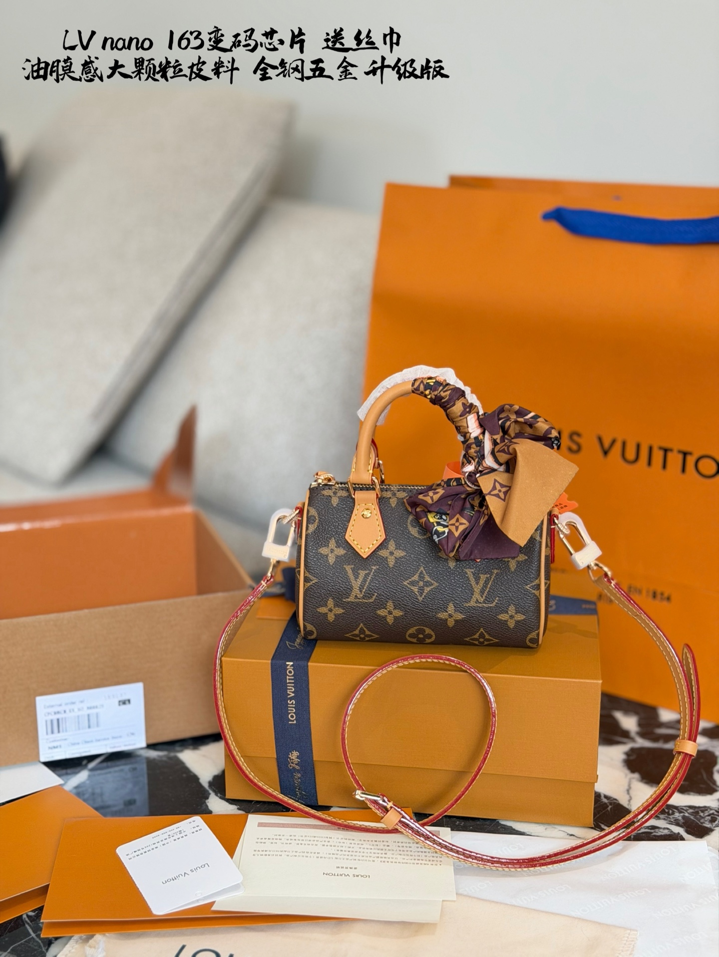 LV Nano Speedy Bag With Scarf