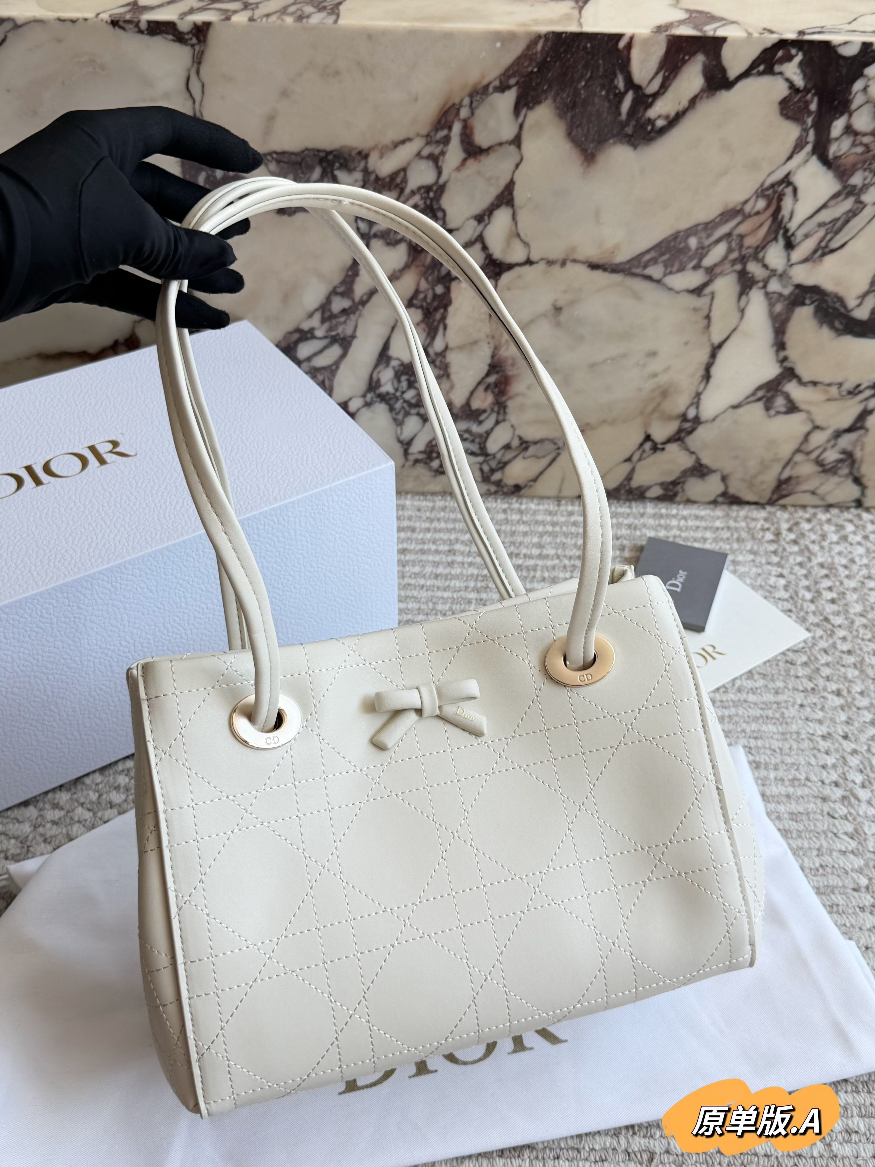Dior Bow-Detailed Quilted Tote