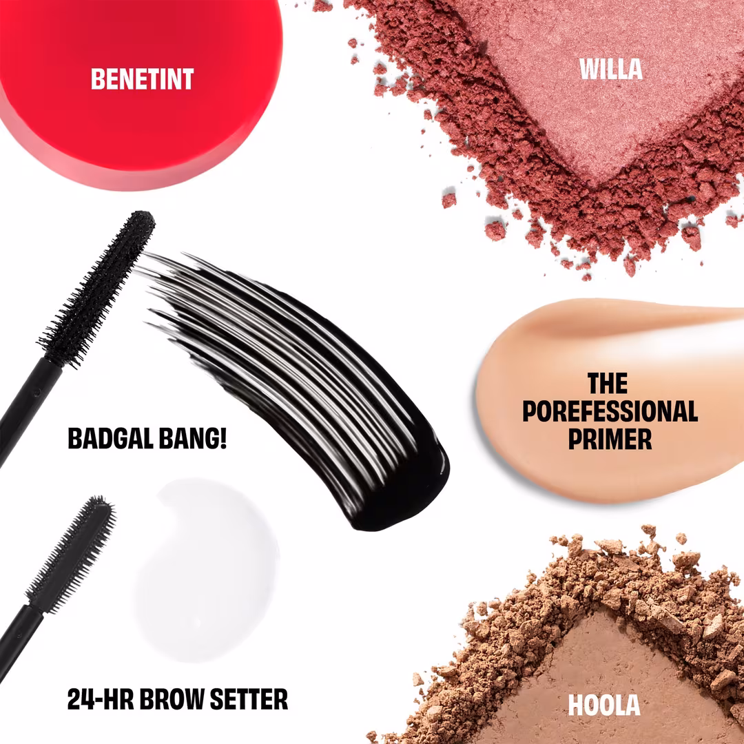 Benefit Cosmetics  The Glam Golf Club Mini Full-Face Makeup Set Bestselling Travel-Size Essentials
