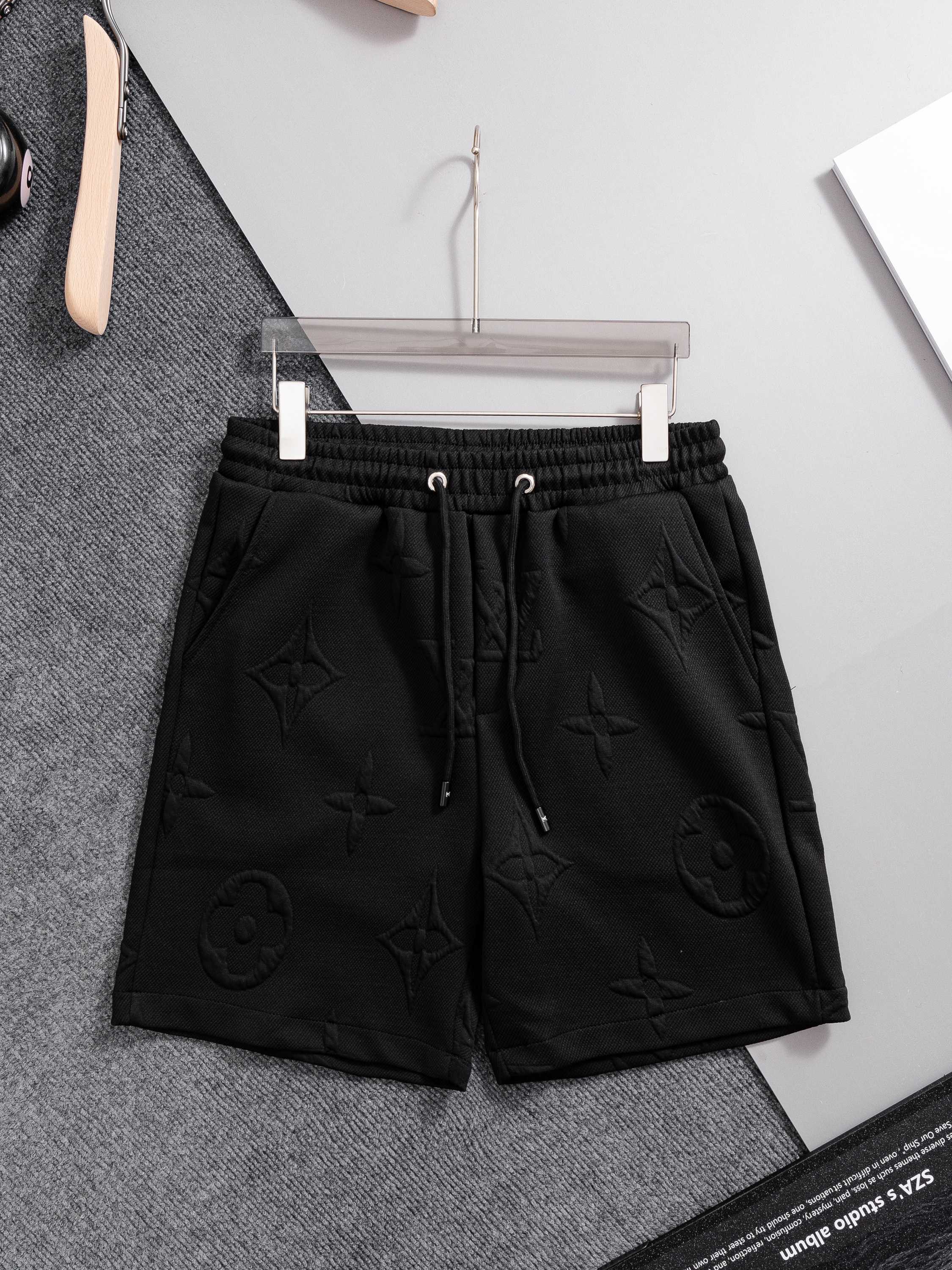 LV Style 3D Monogram Embossed Sweat Shorts