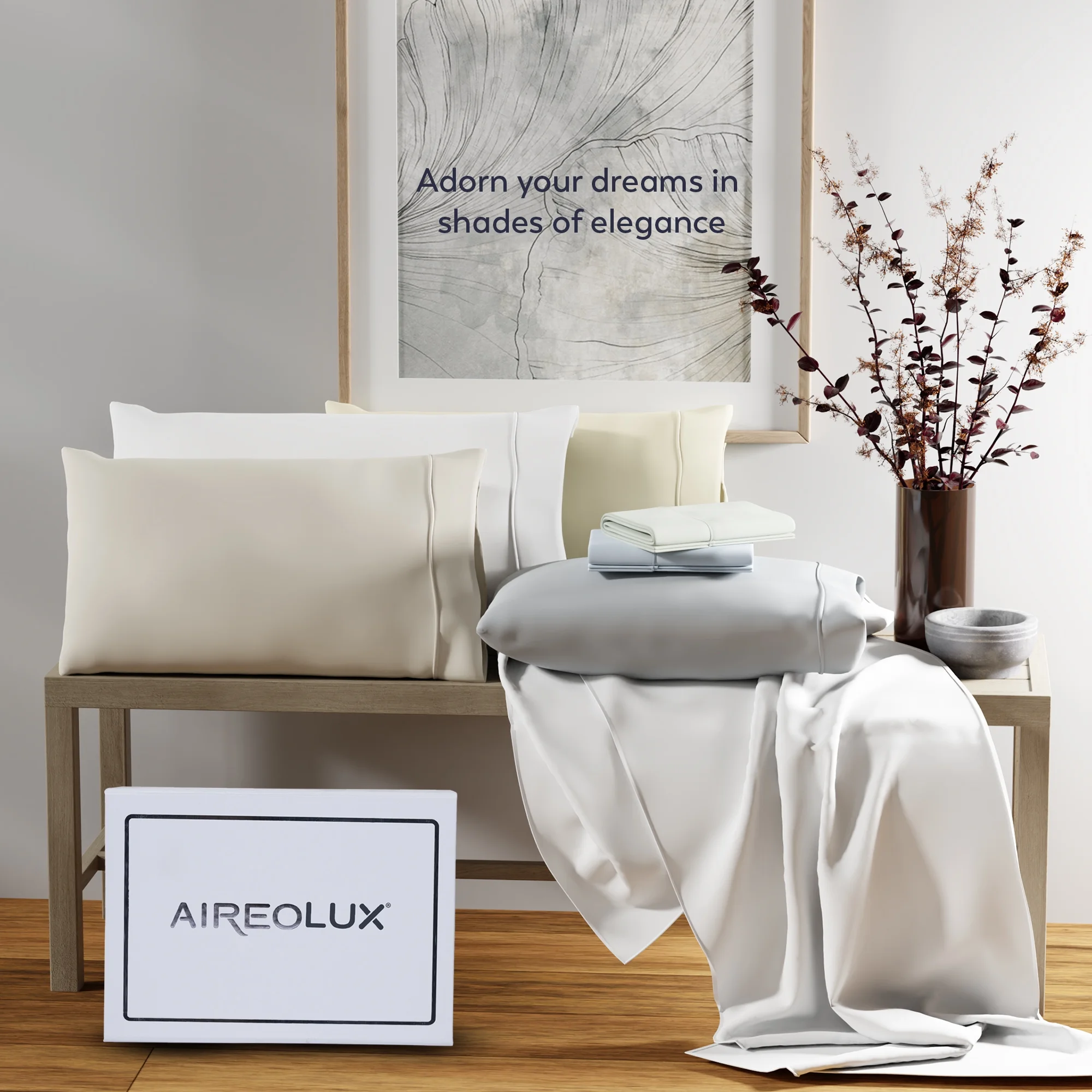 Aireolux 100% Cotton Egyptian 1000 Thread Count Queen Bed Sheet Set a?? 4-Piece Silky Sateen, Deep Pocket, Super Soft & Breathable, Yellow
