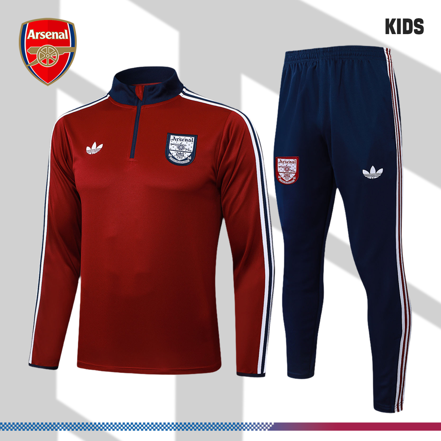 2025/2026 Arsenal Burgundy Kids Half Zip Training Clothes (Kids Kit)