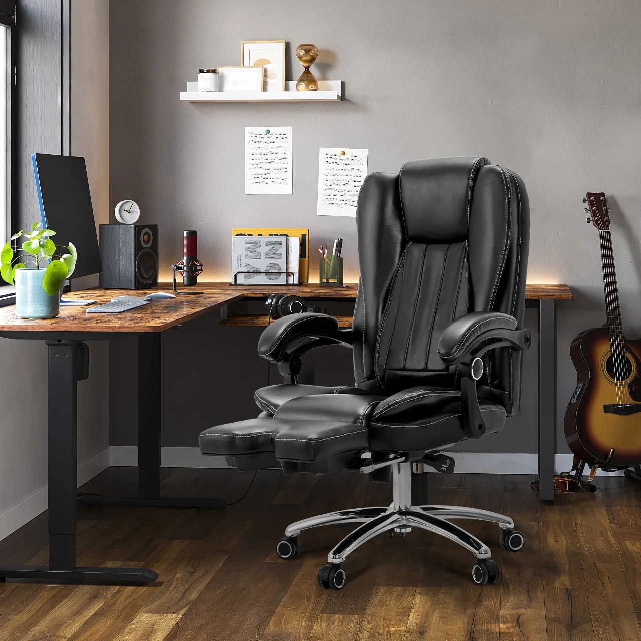 Hommow Massage Office Chair Ergonomic Computer Chair, High Back Executive 3D Chair,Black